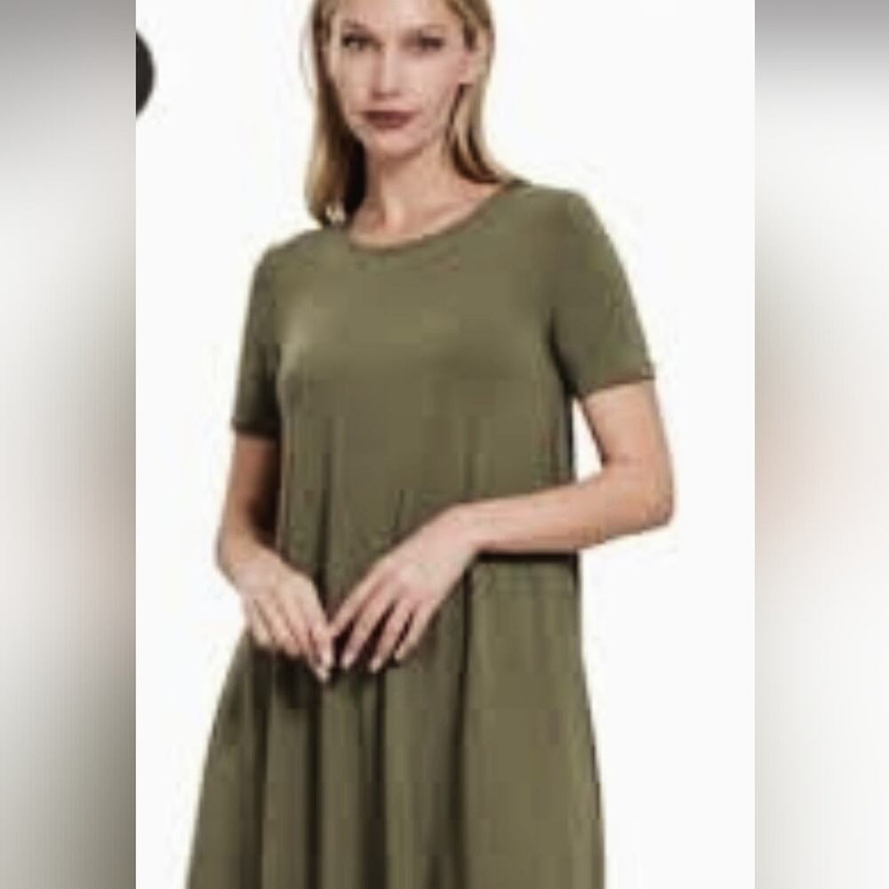 Old Navy Olive Green Swing T-Shirt Dress Sz M #1247